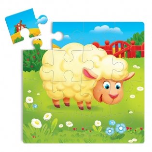 Животные. Овечка. Пазл 16 деталей (22x22 см) фото книги 2