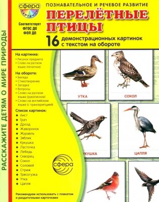 Перелетные птицы. 16 демонстрационных картинок с текстом на обороте фото книги