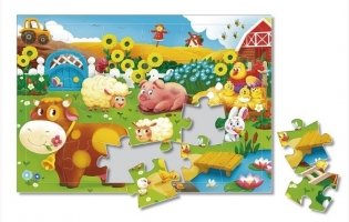 Пазл листовой на подложке. Животные на ферме. 24 детали фото книги 2