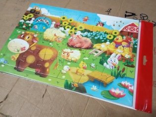 Пазл листовой на подложке. Животные на ферме. 24 детали фото книги 3