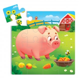 Пазл. Животные. Поросенок. 16 деталей фото книги 2