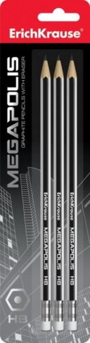 Карандаш чернографитный, шестигранный с ластиком "Megapolis HB", 2,2 мм фото книги