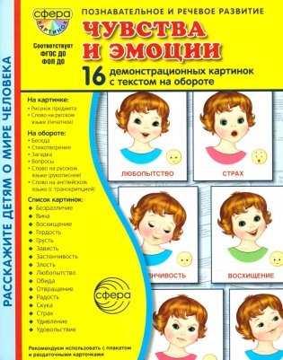 Чувства и эмоции. 16 демонстрационных картинок с текстом на обороте фото книги