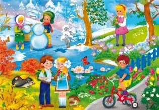 Времена года. Пазл листовой на подложке 24 детали фото книги