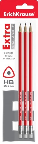 Набор чернографитных трехгранных карандашей с ластиком "EXTRA", 3 штуки фото книги