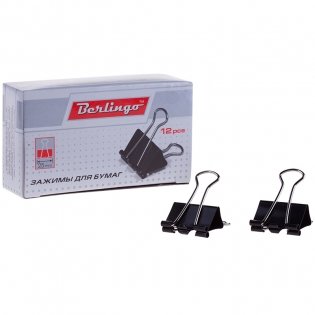 Зажимы для бумаг 25 мм, черные фото книги