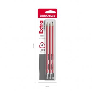 Набор чернографитных трехгранных карандашей с ластиком "EXTRA", 3 штуки фото книги 4