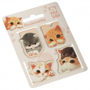 Закладки магнитные для книг, 4шт., MESHU "Cute kittens", матовая ламинация фото книги 3