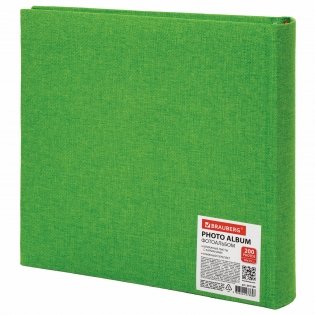 Фотоальбом "Brauberg", на 200 фото 10х15 см, ткань, цвет зеленый фото книги 4