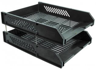 Набор из 2-х сетчатых лотков черные, для бумаг на металлических стержнях фото книги