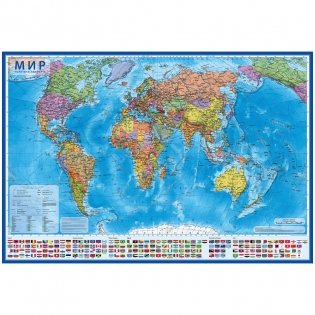 Карта "Мир политический", 1990x1340 мм, 1:15,5 млн фото книги