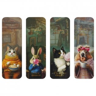 Закладки магнитные для книг, 4шт., MESHU "Aristocratic", матовая ламинация, фольга фото книги 6