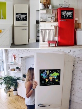 Карта мира скретч, магнитная, на холодильник фото книги 2