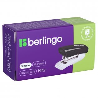 Мини-степлер №24/6, 26/6 Berlingo "Blitz" до 15 л., пластиковый корпус, ассорти. Арт. DSp_15115 фото книги 8
