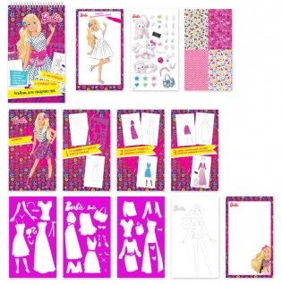 Альбом для творчества Mattel "Barbie" с наклейками и трафаретами, формат А5 фото книги