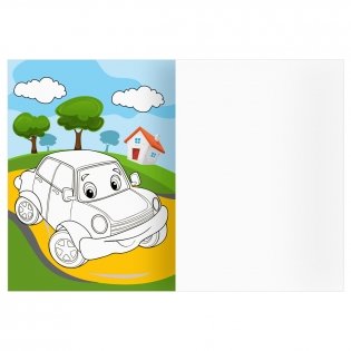 Раскраска с цв. фоном А4, 16 стр., ТРИ СОВЫ "Веселые машинки" фото книги 10