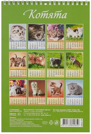 Календарь настенный на спирали на 2024г 170х250 "Котята" фото книги 2