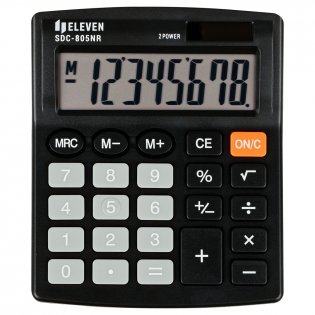 Калькулятор настольный Eleven SDC-805NR, 8 разр., двойное питание, 127х105х21 мм, черный. Арт. SDC-805NR фото книги 2