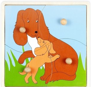 Деревянный пазл "Собака с щенком" фото книги