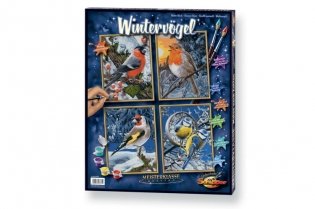 Набор для раскрашивания "Птицы зимой" 4 картины фото книги