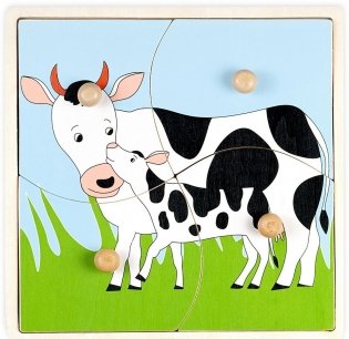 Деревянный пазл "Корова с теленком" фото книги