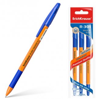 Ручки шариковые "R-301 Orange Stick&Grip", 0,7 мм, синие чернила, 3 штуки фото книги