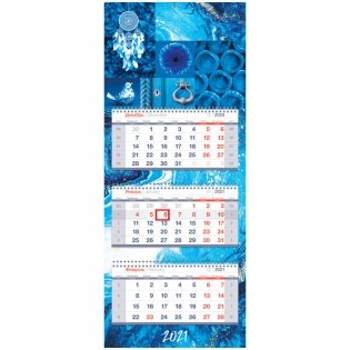 Календарь квартальный на 2021 год "Premium. Shades of blue", 330x810 мм фото книги