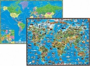 Детская карта мира, двусторонняя (настольная) фото книги