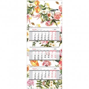 Календарь квартальный "Mini premium. Цветочный принт", с бегунком, на 2018 год фото книги