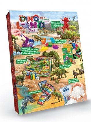 Детская настольная игра 7 в 1 "Игры. Творчество. Опыты. Dino Land" фото книги 2