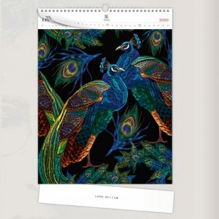 Peacocks (Павлины). Календарь-картина на деревянной основе на 2020 год фото книги