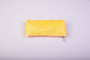 Пенал-косметичка (с блестками, на молнии, лимонный) фото книги