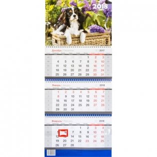 Календарь квартальный на 2018 год "Год собаки", 295x617 мм фото книги