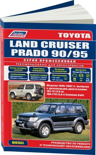 Toyota Land Cruiser Prado 90/95. Модели 1996-2002 года выпуска с дизельными двигателями. Включены леворульные и праворульные модели. Устройство, техническое обслуживание и ремонт фото книги