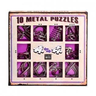 Набор металлических головоломок "Eureka! 3D Puzzle", 10 штук, фиолетовый фото книги