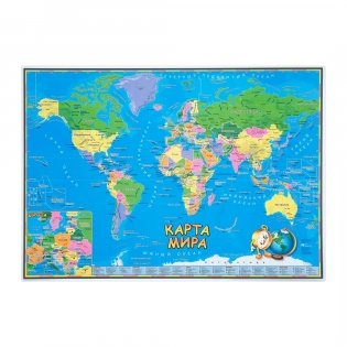 Детская карта мира, двусторонняя (настольная) фото книги 2