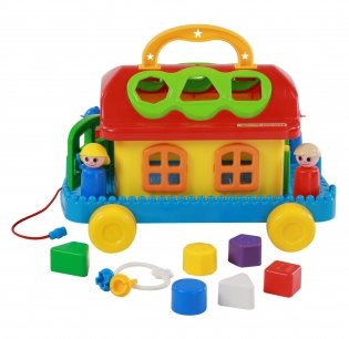Каталка логическая "Сказочный домик на колесиках" (в сетке) фото книги 4