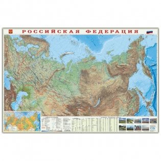 Физическая карта России, настенная, ламинированная фото книги