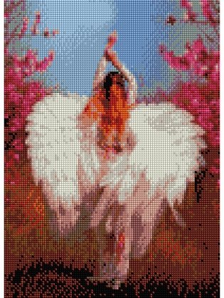 Алмазная мозаика квадратная 30х40 (класс.) с подр., полн. зап. (23 цв.)Девушка-ангел в саду фото книги 2