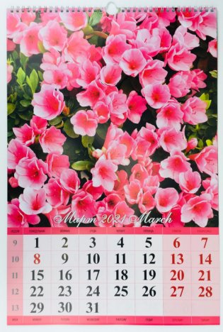 Цветы. Календарь настенный с ригелем на 2021 год фото книги 2