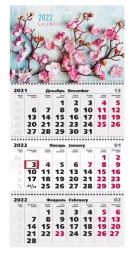 Календарь квартальный на 2022 год "Цветы. 1", 305х680 мм фото книги 2