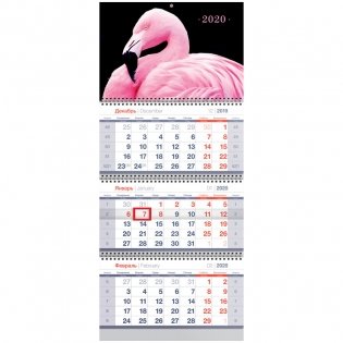 Календарь квартальный на 2020 год "Standard. Фламинго", с бегунком, 295x700 мм фото книги