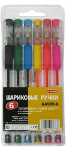 Набор ручек шариковых, 6 штук, 0,7мм, с резиновым упором фото книги