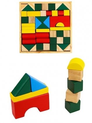 Деревянная игрушка "Конструктор medium. Цветные строительные блоки" фото книги