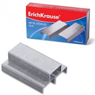 Комплект скоб для степлера ErichKrause, №24/6 (в комплекте 20 коробок по 1000 штук) (количество товаров в комплекте: 20) фото книги