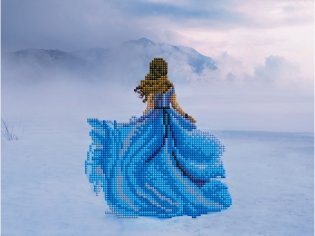 Алмазная мозаика "Девушка в голубом платье" (блест.) 40х30 см, с частичным заполнением (17 цв.). Арт. НД-5870 фото книги 2