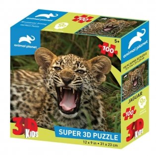 Стерео пазл "Super3D. Маленький ягуар", 100 деталей фото книги
