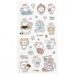 Наклейки объемные MESHU "Bubble bunny", 10х23 см, с блестками, пакет европодвес. Арт. MS_57641 фото книги 3