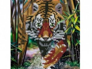 Алмазная мозаика, блестящая "Красивый тигр", 20х20 см (без подрамника, с частичным заполнением) фото книги