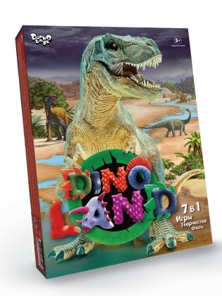 Детская настольная игра 7 в 1 "Игры. Творчество. Опыты. Dino Land" фото книги
